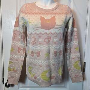 Sailor Moon Box Lunch Exclusive Luna & Guardians sz XS Sweater Pink White